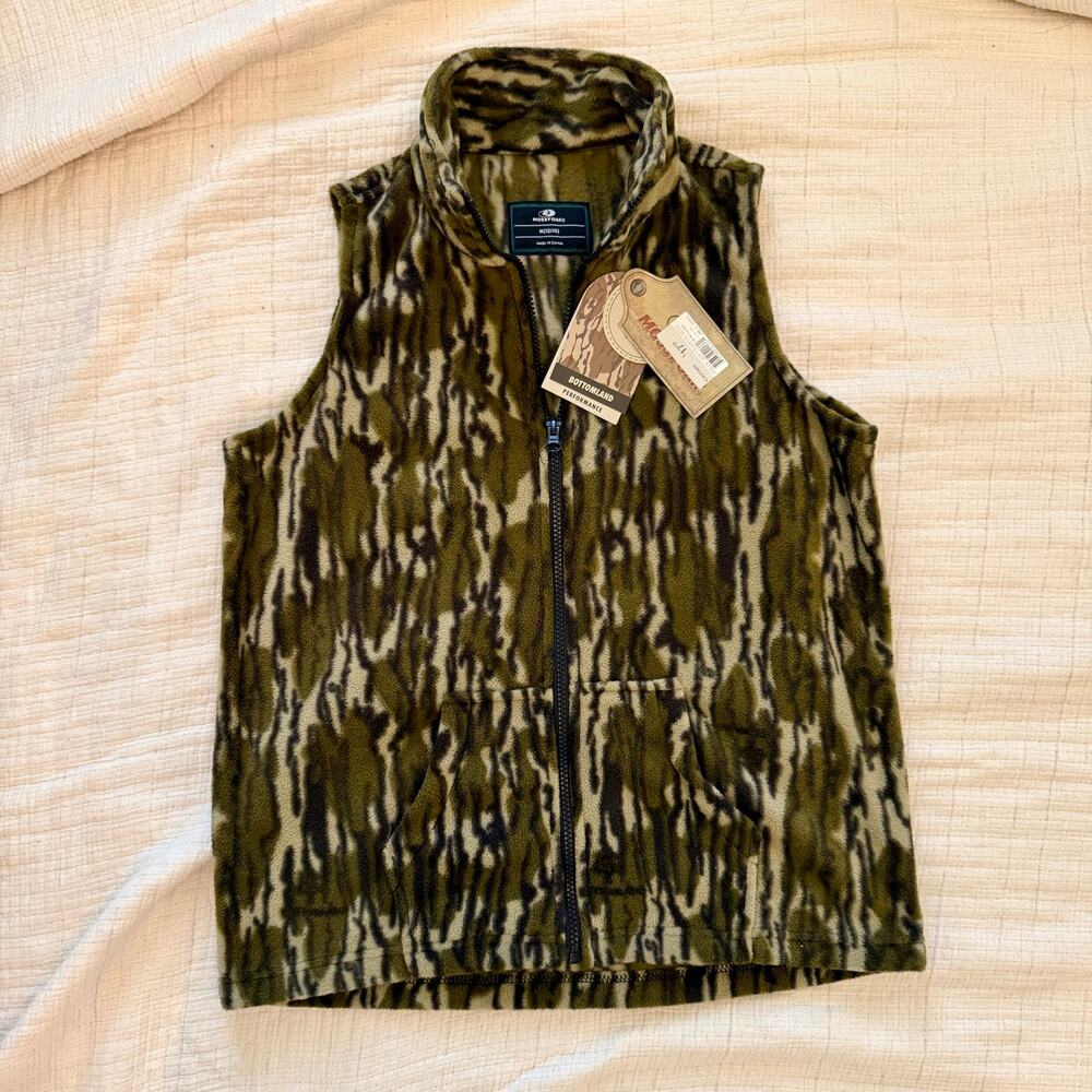 Mossy Oak Bottomland Camo Fleece Vest Youth Medium Full Zip